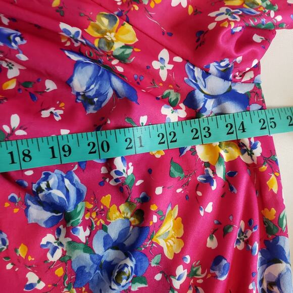 Vintage Collections Chemise Day Dress Gown Pink Floral Tropical Hawaii SzLARGE - Picture 10 of 13